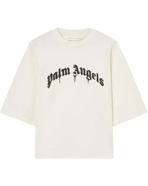 Palm Angels Logo Cotton T-Shirt - White