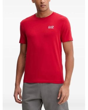 EA7 Logo-Print Short-Sleeve T-Shirt - Red