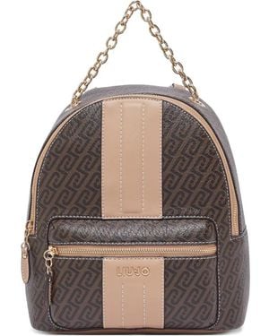 Liu Jo Monogram-Pattern Backpack - Natural