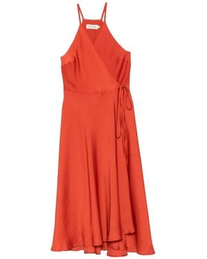 MOUTAKI Wraparound Midi Dress - Red