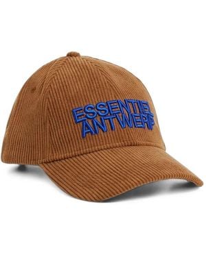 Essentiel Antwerp Corduroy Logo-Embroidered Cap - Brown