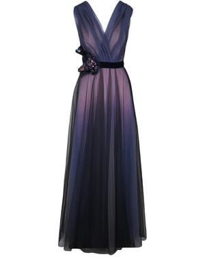 Talbot Runhof V-Neck Maxi Dress - Blue