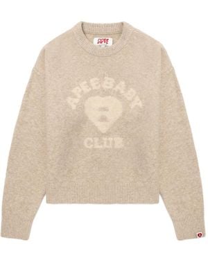 A Bathing Ape Pullover Mit Herz-Logo - Natur