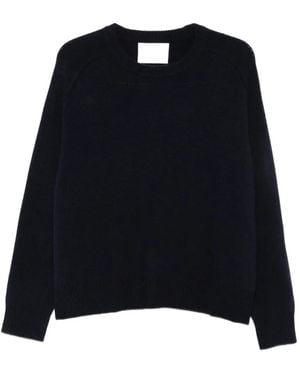 Soft Goat Ribbed-Trim Raglan-Sleeve Jumper - Black