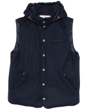 Brunello Cucinelli Wollen Gilet Met Capuchon - Blauw