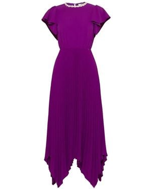 Nissa Robe Plissée À Ornements En Cristal - Violet