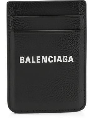 Balenciaga Logo-Print Grained Cardholder - Black