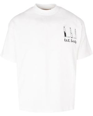 Exit Society Graphic-Print Cotton T-Shirt - White