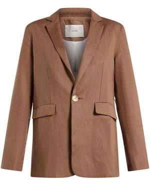 Asceno Single-Breasted Organic Linen Blazer - Brown