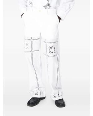 Marine Serre Embroidered Cotton Trousers - White