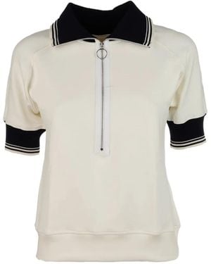 Paul & Shark Striped-Trim Zip-Fastening Polo Shirt - White