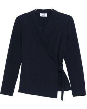 Niu Gewickelte Jacke Mit Gürtel - Blau
