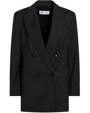 Max Mara Striped-Pattern Double-Breasted Blazer - Black