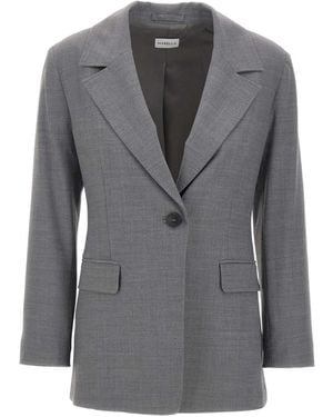 Marella Padded-Shoulder Single-Button Blazer - Grey