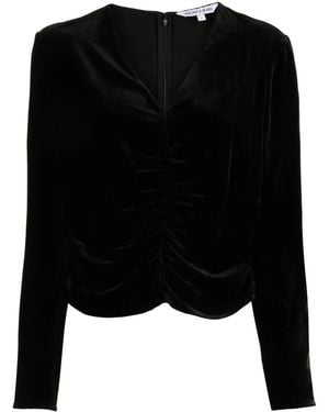 Veronica Beard Pelona Velvet Blouse - Black