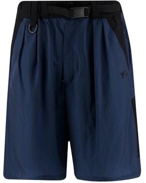 Y-3 Logo-Print Shorts - Blue