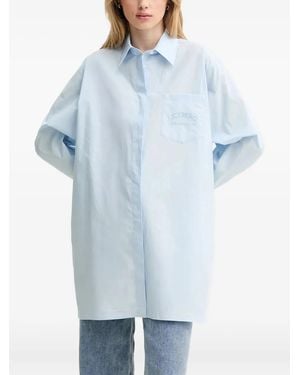 Iceberg Camicia Con Logo Ricamato E Tasca - Blu