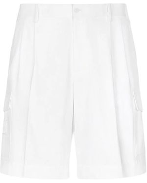 Dolce & Gabbana Flap-Pocket Cotton Shorts - White