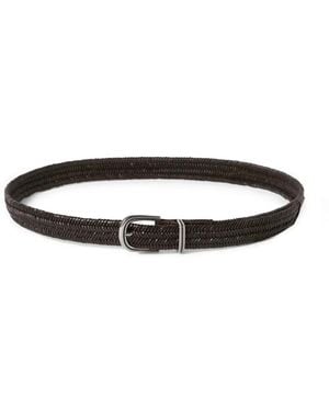 Brunello Cucinelli Chevron-Effect Braided Leather Belt - White