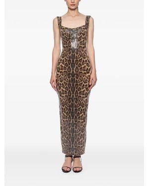 Atu Body Couture Leopard-Print Midi Dress - Brown