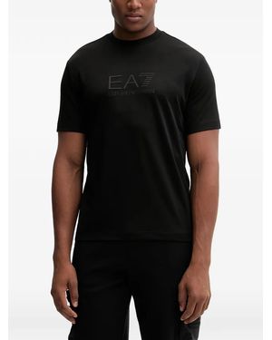 EA7 Logo-Print Crew-Neck T-Shirt - Black