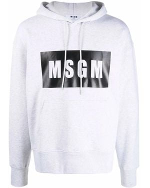MSGM Logo-Print Cotton Hoodie - White