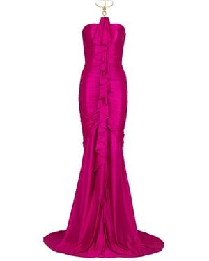 Balmain Draped-Bustier Dress - Pink