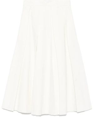Tela Pleated Frayed-Edge Midi Skirt - White