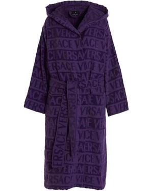 Versace Logo-Print Bathrobe - Purple