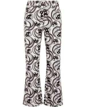 La DoubleJ Cropped Flared Jeans - White