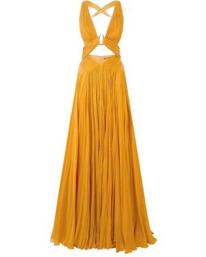 Roberto Cavalli Silk Cut-Out Gown - Yellow