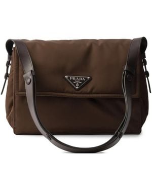 Prada Medium Traveller Padded Shoulder Bag - Brown
