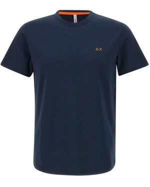 Sun 68 Logo-Embroidered T-Shirt - Blue