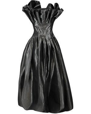 Gaby Charbachy Ruffled Draped Dress - Black