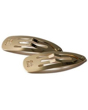 Miu Miu Metal Hair Clips - Metallic