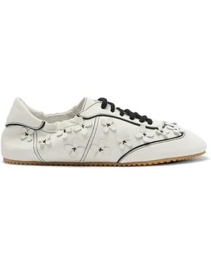 SCAROSSO Riley Flowers Round-Toe Trainers - White
