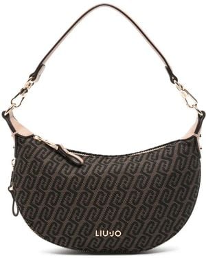 Liu Jo Monogram-Print Chain Tote Bag - Black