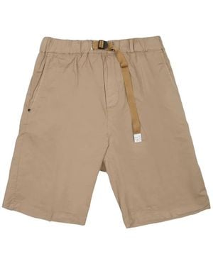 White Sand Belted Elasticated-Waist Shorts - White