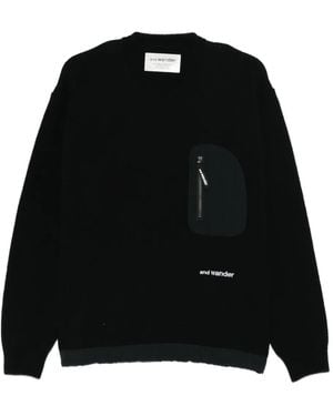 and wander Zip-Pocket Jumper - Black