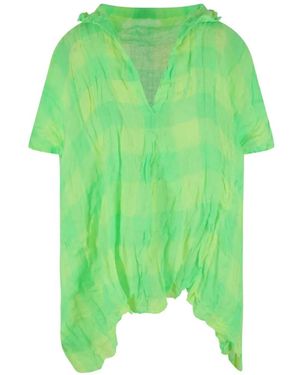 Daniela Gregis Gingham Ruffled-Collar Blouse - Green