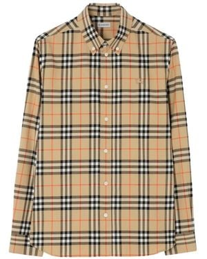 Burberry Camicia A Quadri - Neutro