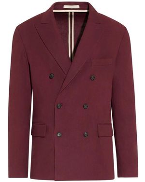 Paolo Pecora Linen Double-Breasted Jacket - Purple