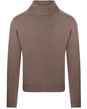 Cashmere Company Gerippter Rollkragenpullover - Braun