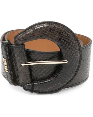 Twinset Snake-Effect Buckle-Fastening Belt - Gray