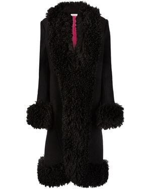 Nina Ricci シアリングトリム コート - ブラック