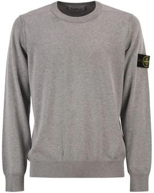 Stone Island 5100053 Compass-Patch Crew-Neck Jumper - Grey