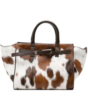 Benedetta Bruzziches Cow-Print Tote Bag - Brown