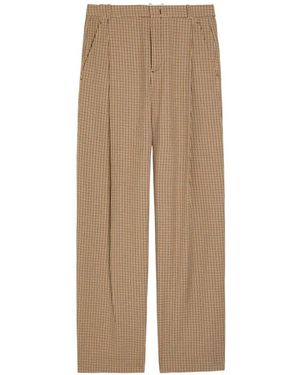 Vince Check Pleated Trousers - Natural