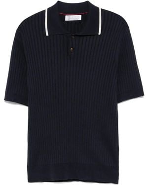 Brunello Cucinelli リブニット ポロシャツ - ブラック
