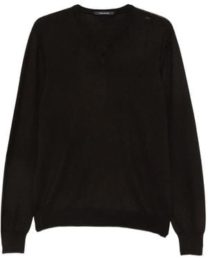 Tagliatore V-Neck Sweater - Black